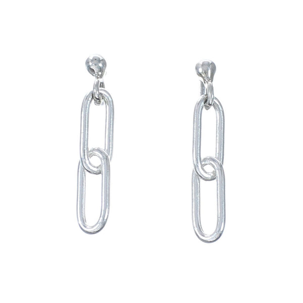 Native American Authentic Sterling Silver Post Link Bead Earrings SX10539