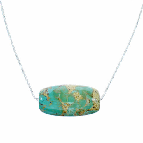 Navajo Turquoise Pendant Sterling Silver Italian Rope Chain Necklace Set SX10541