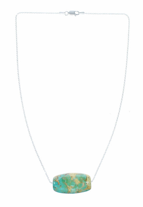 Navajo Turquoise Pendant Sterling Silver Italian Rope Chain Necklace Set SX10541