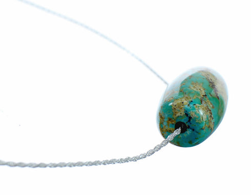 Navajo Turquoise Pendant Sterling Silver Italian Rope Chain Necklace Set SX10541