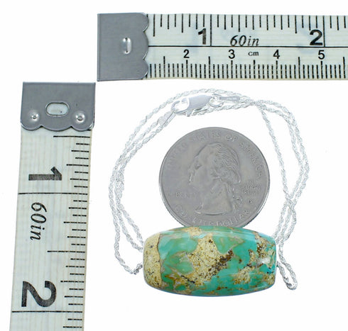 Navajo Turquoise Pendant Sterling Silver Italian Rope Chain Necklace Set SX10541