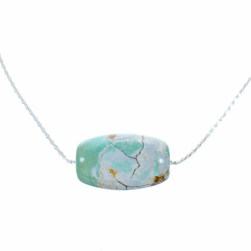 Navajo Turquoise Pendant Sterling Silver Italian Rope Chain Necklace Set SX10542