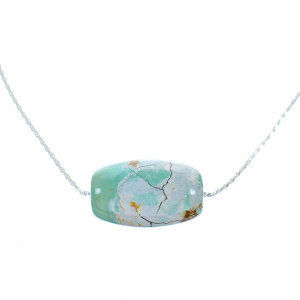 Navajo Turquoise Pendant Sterling Silver Italian Rope Chain Necklace Set SX10542