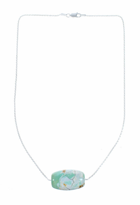 Navajo Turquoise Pendant Sterling Silver Italian Rope Chain Necklace Set SX10542