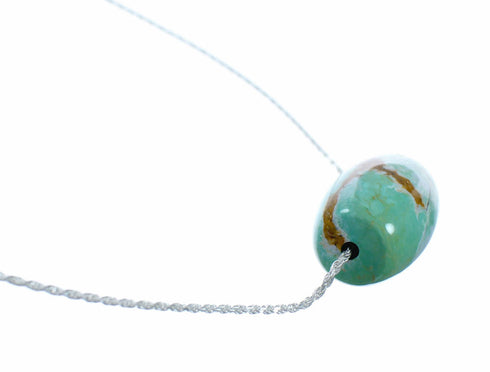 Navajo Turquoise Pendant Sterling Silver Italian Rope Chain Necklace Set SX10542