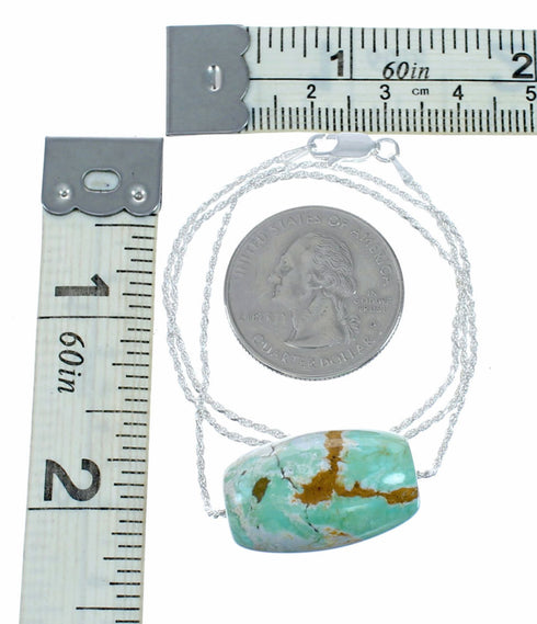 Navajo Turquoise Pendant Sterling Silver Italian Rope Chain Necklace Set SX10542