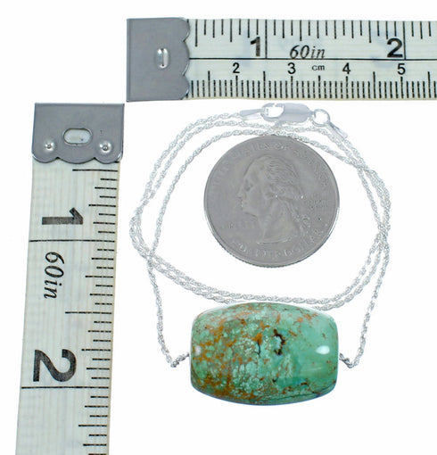 Unique Navajo Turquoise Pendant Sterling Silver Italian Rope Chain Necklace Set SX10543
