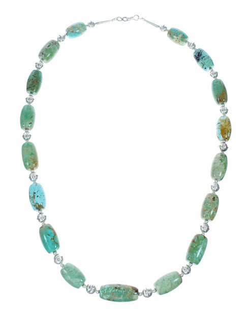 Navajo Kingman Turquoise Sterling Silver Bead Necklace SX10513