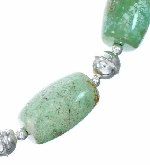Navajo Kingman Turquoise Sterling Silver Bead Necklace SX10513