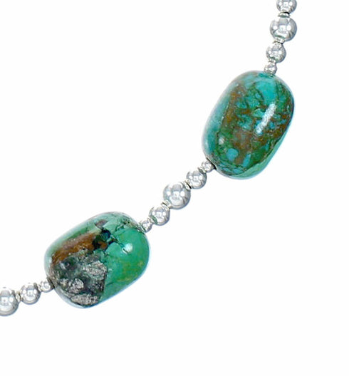Turquoise Genuine Sterling Silver Navajo Bead Necklace Set SX10536