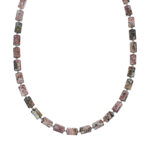 Sterling Silver American Indian Jasper Bead Necklace SX10510