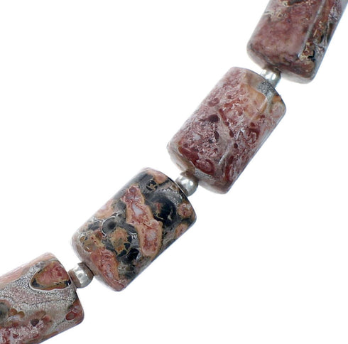 Sterling Silver American Indian Jasper Bead Necklace SX10510