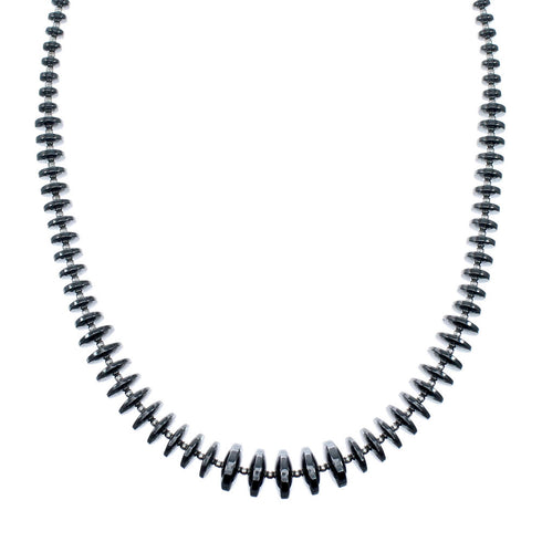Sterling Silver And Hematite Navajo Bead Necklace SX10516
