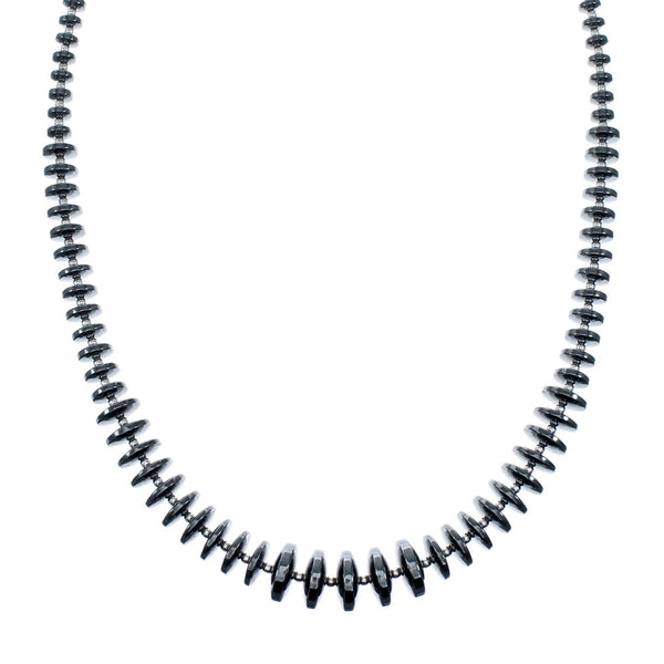 Sterling Silver And Hematite Navajo Bead Necklace SX10516