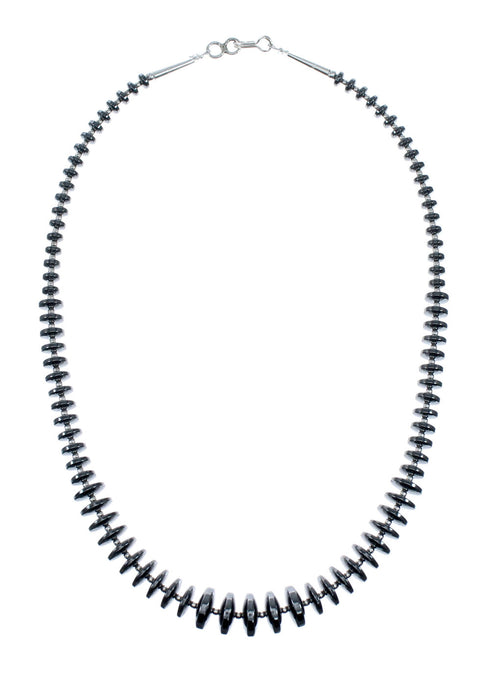 Sterling Silver And Hematite Navajo Bead Necklace SX10516