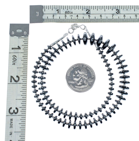 Sterling Silver And Hematite Navajo Bead Necklace SX10516
