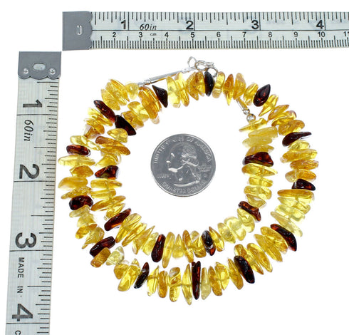 Amber Sterling Silver Native American Bead Necklace SX10515
