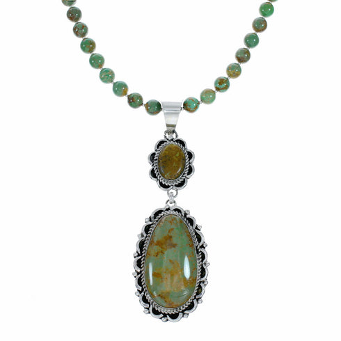 Navajo Turquoise Sterling Silver Necklace Pendant Set SX10518