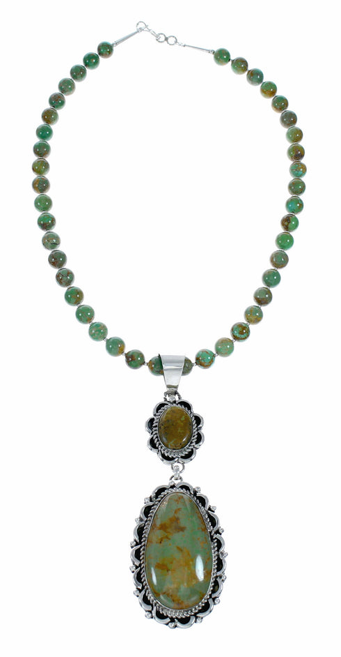 Navajo Turquoise Sterling Silver Necklace Pendant Set SX10518