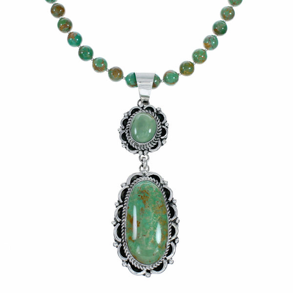 Navajo Turquoise Sterling Silver Necklace Pendant Set SX10519