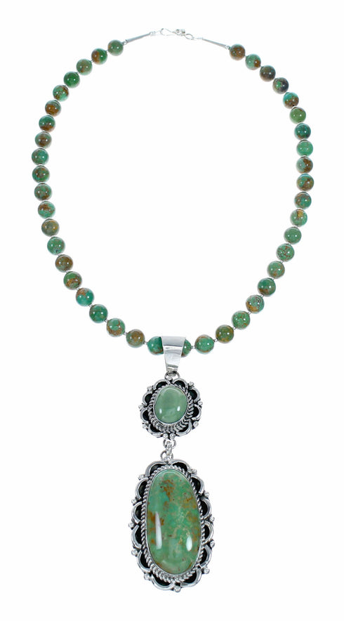 Navajo Turquoise Sterling Silver Necklace Pendant Set SX10519