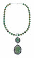 Native American Turquoise Sterling Silver Navajo Necklace Pendant Set SX10520