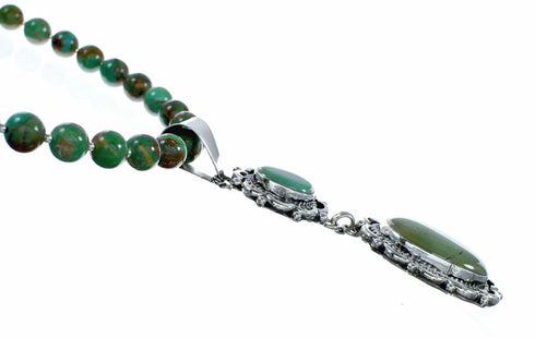 Native American Turquoise Sterling Silver Navajo Necklace Pendant Set SX10520