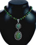 Native American Turquoise Sterling Silver Navajo Necklace Pendant Set SX10520