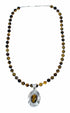 Navajo Sterling Silver Navajo Tiger Eye Bead Necklace Set SX10517