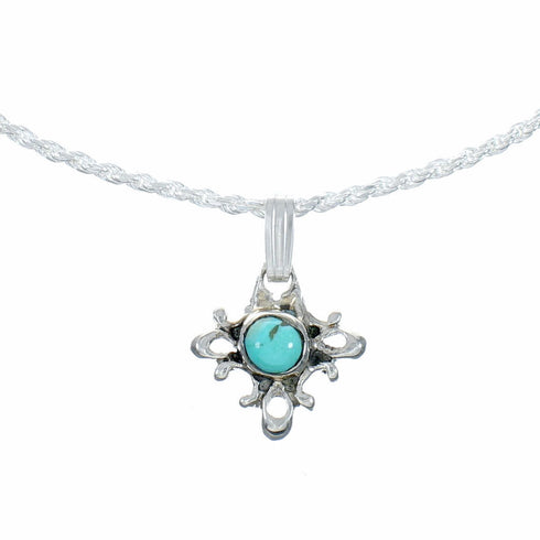 Southwest Turquoise Sterling Silver Rope Chain Necklace Set SX10544