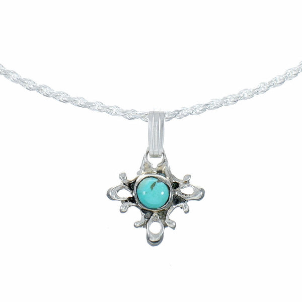 Southwest Turquoise Sterling Silver Rope Chain Necklace Set SX10544