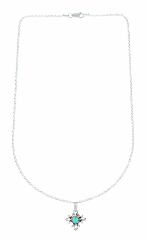 Southwest Turquoise Sterling Silver Rope Chain Necklace Set SX10544