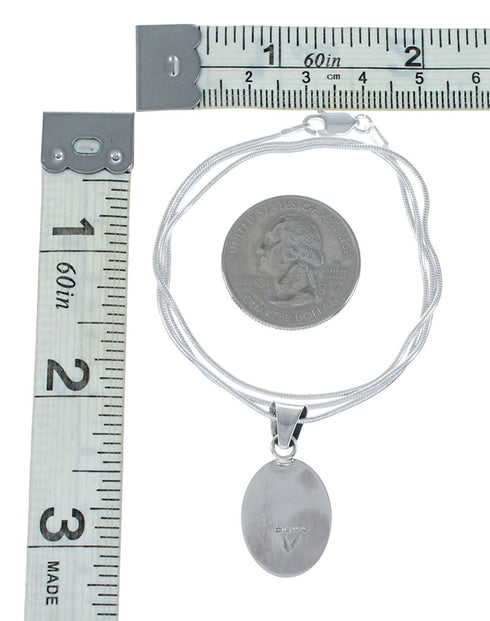 Genuine Navajo Sterling Silver Turquoise Turtle Inlay Pendant Italian Snake Chain Necklace Set SX10549