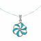 Southwest Turquoise Flower Inlay Sterling Silver Box Chain Necklace Set SX10546