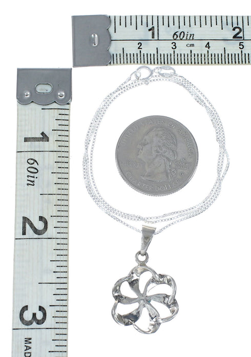 Southwest Turquoise Flower Inlay Sterling Silver Box Chain Necklace Set SX10546