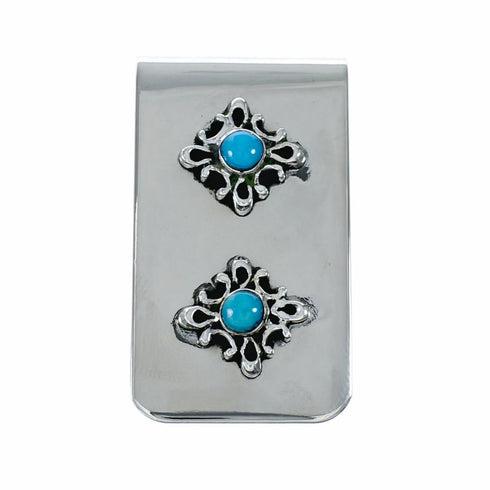 Navajo Native American Turquoise Sterling Silver Money Clip SX10577