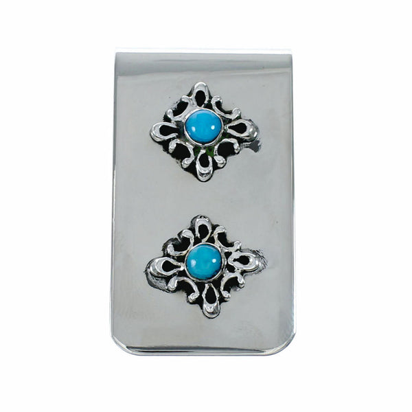 Navajo Native American Turquoise Sterling Silver Money Clip SX10577