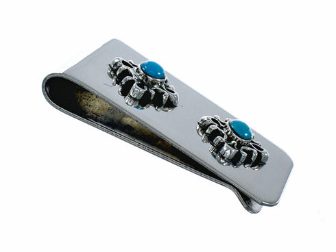 Navajo Native American Turquoise Sterling Silver Money Clip SX10577