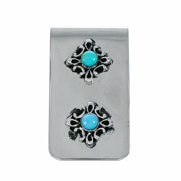 Navajo Native American Turquoise Sterling Silver Money Clip SX10578