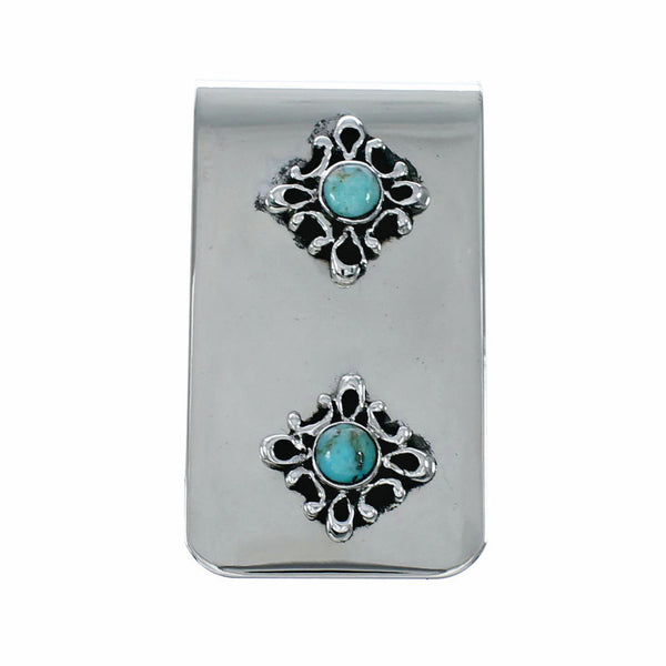 Navajo Native American Turquoise Sterling Silver Money Clip SX10579