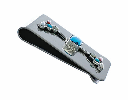 Sterling Silver Multicolor Humming Bird Inlay Navajo Money Clip SX10581