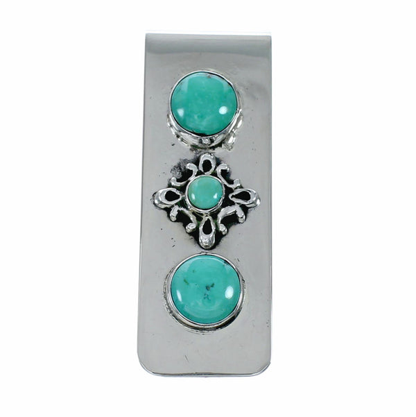 Native American Turquoise Sterling Silver Navajo Money Clip SX10575