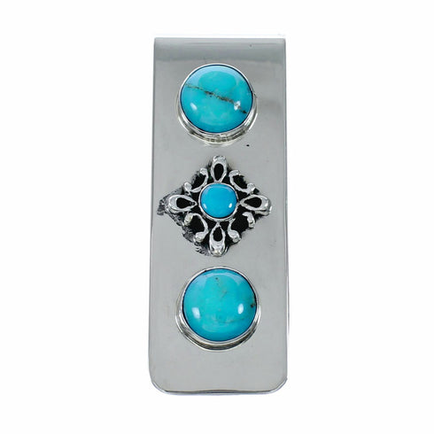 Native American Turquoise Sterling Silver Navajo Money Clip SX10576