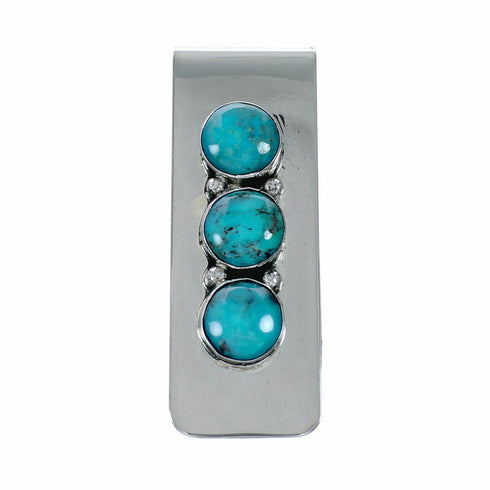Genuine Navajo Turquoise Sterling Silver Money Clip SX10574