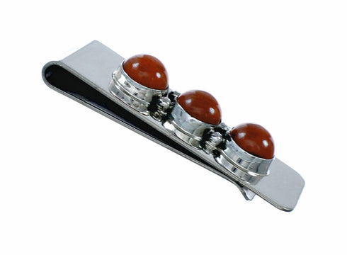 Native American Coral Sterling Silver Navajo Money Clip SX10572