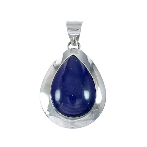 Sterling Silver Lapis American Indian Tear Drop Jewelry Pendant SX10584