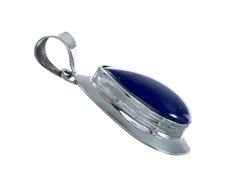 Sterling Silver Lapis American Indian Tear Drop Jewelry Pendant SX10584