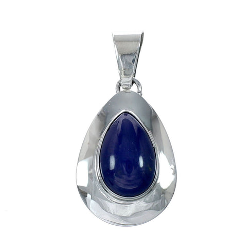 Sterling Silver Lapis American Indian Tear Drop Jewelry Pendant SX10585