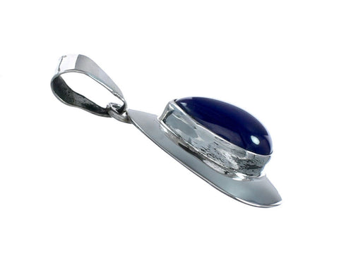 Sterling Silver Lapis American Indian Tear Drop Jewelry Pendant SX10585