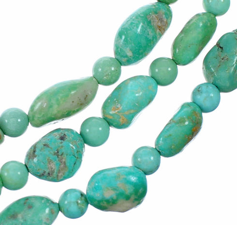 Sterling Silver Turquoise Navajo Indian 3-Strand Bead Necklace SX10559